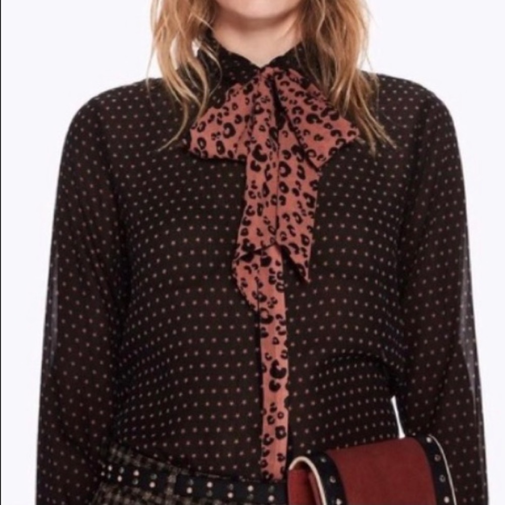 Scotch & Soda pussybow Stars and Cheetah blouse